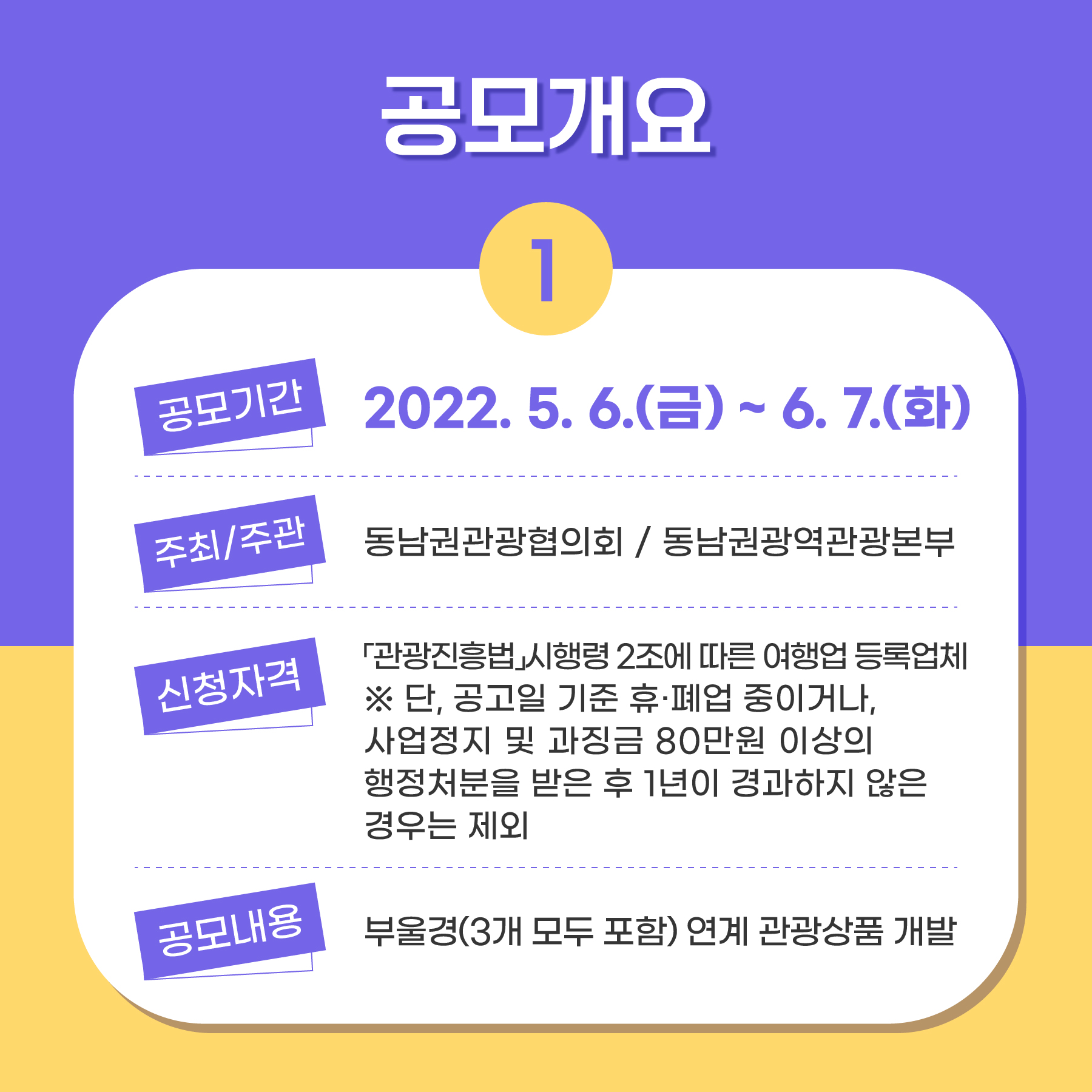 동남권 연계 관광상품 발굴 공모 안내