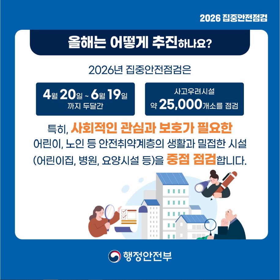 우리의 일상을 지키는 안전 예보 2026년 집중안전점검