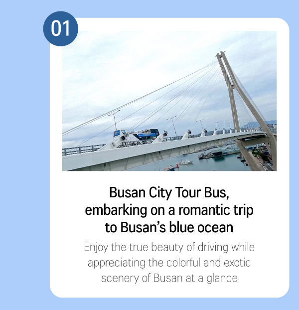 Busan City Tour Bus, embarking on a romantic trip to Busan’s blue ocean. Enjoy the true beauty of driving while appreciating the colorful and exotic scenery of Busan at a glance